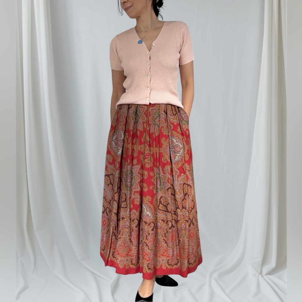 BANANA REPUBLIC Skirt Vintage Red Paisley Safari & Travel Co